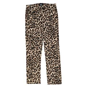 PAIGE Hoxton Straight Ankle Leopard Print Jeans Mid Rise Stretch Denim Pants